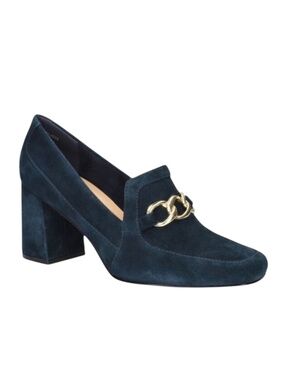 BELLA VITA Tam Loafer Pump Teal Blue Kidsuede Wide Moc Toe Heel 6WW NEW